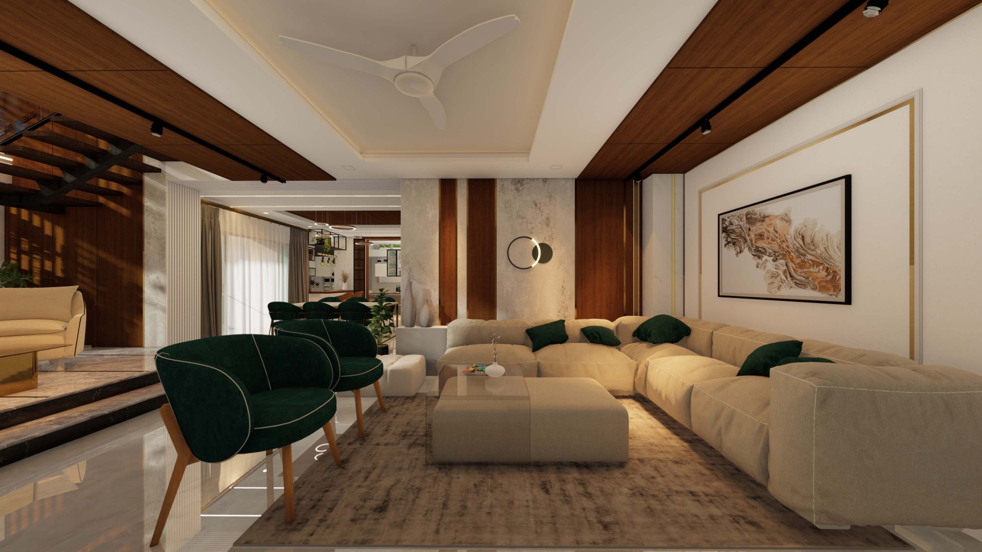 Luxurious Contemporary Living Room With L Shaped Sofa